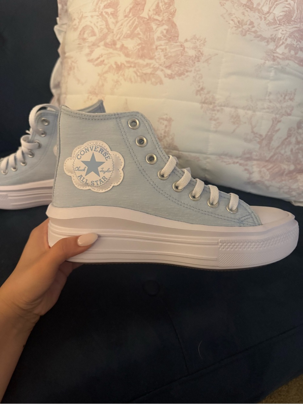 Converse Light Blue High Top Platform Sneakers - Picture 3 of 9